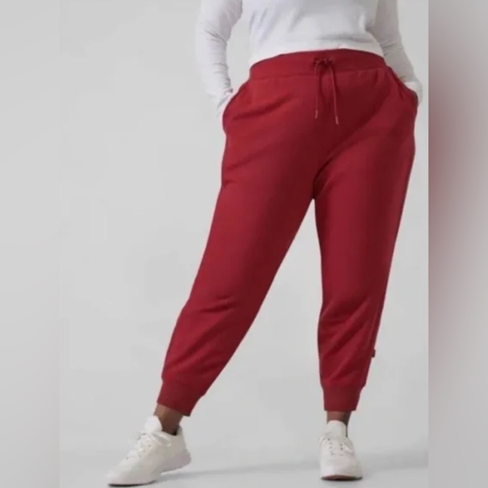 NWT Athleta Altitude Decadent Red Snow Jogger in Polartec Power Stretch Sz 3X
